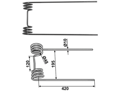 Industriehof® Striegelzinken 420 x 10 mm für Bourgault, 10.ST-ST-6