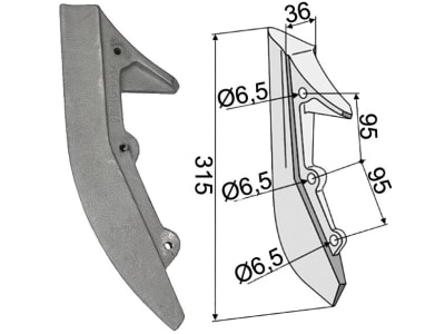 Industriehof® Säschar, 36 x 315 mm, 3-Loch für Nodet, 99.NO-03 Industriehof® Säschar, 36 x 315 mm, 3-Loch für Nodet, 99.NO-03