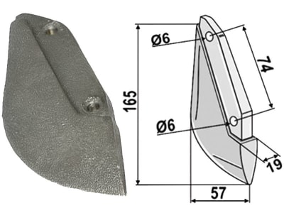 Industriehof® Säschar, 19 x 165 x 57 mm, 2-Loch für Sulky, 99.SU-01