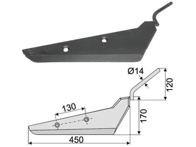 Industriehof® Rübenroderschar links/rechts, 450 x 8 mm, Tiefe 170 mm für Moreau Rübenroder