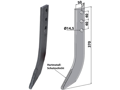 Industriehof® Fräshaken 370 x 50 x 10 mm mit Hartmetall-Schutzschicht für Struik Reihenfräse, IND-471.1