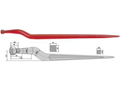 Industriehof® Frontladerzinken 820 mm, M 22 x 1,5, spitz, gekröpft, für Alö, 18859