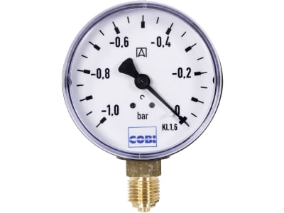 Hücobi Vakuum-Manometer, Anschluss 1/4" unten, -1 bis 0 bar, 8115 006000