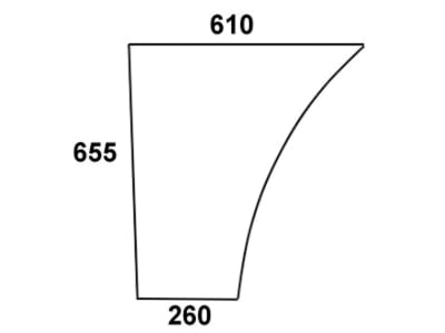 Türscheibe, klar, unten, Länge 260 mm; 610 mm, für Massey Ferguson 300