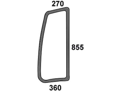 Seitenscheibe 270/360 x 855 x 5 mm x 5 mm links/rechts, grün, Siebdruck, geklebt, für Traktor Deutz-Fahr, Same, Lamborghini, Hürlimann Seitenscheibe 270/360 x 855 x 5 mm x 5 mm links/rechts, grün, Siebdruck, geklebt, für Traktor Deutz-Fahr, Same, Lamborghini, Hürlimann