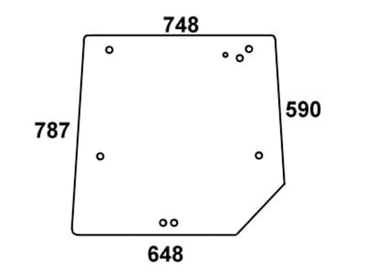 Heckscheibe, klar, 2-Loch-Befestigung, für Massey Ferguson 4215-4370 (bis Serie K37008)-Kabine Serien 4200, 4300, Kabine 4200; 4300