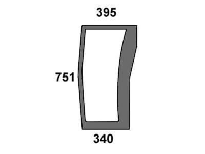 Frontscheibe, grün, unten links, Höhe 751 mm, geklebt, Siebdruck, für Massey Ferguson 4000