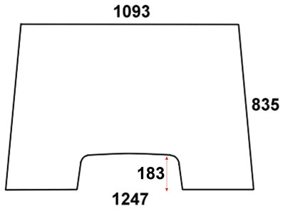 Frontscheibe, klar, Ausschnitthöhe 183 mm, für Massey Ferguson 300