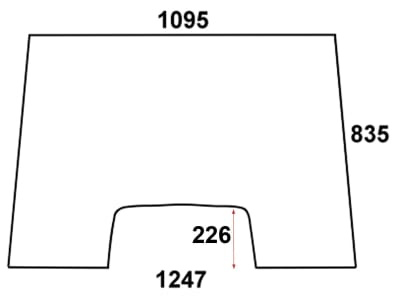 Frontscheibe, klar, Ausschnitthöhe 226 mm, für Massey Ferguson 300 Frontscheibe, klar, Ausschnitthöhe 226 mm, für Massey Ferguson 300