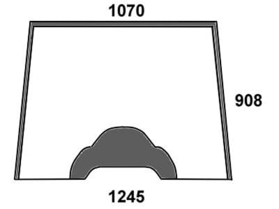 Frontscheibe, grün/klar, unten, fest, geklebt, Siebdruck, für Massey Ferguson 4000 (Motor unten)