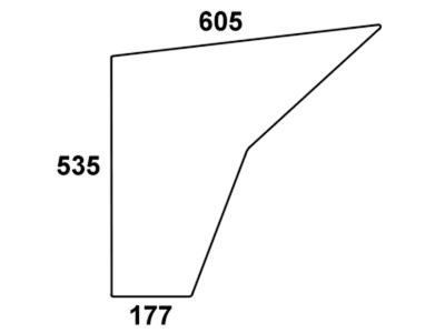Türscheibe, klar, unten links/rechts, Länge 177 mm; 605 mm, für Fendt Farmer 100, 5 S, Kabine Edscha Schwarwächter