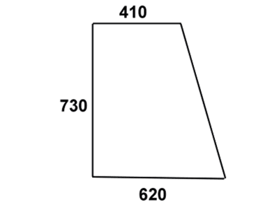 Türscheibe, grün/klar, oben links/rechts, Länge 620 mm, für Fendt Favorit