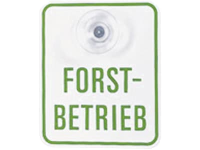 Hinweisschild "FORSTBETRIEB" mit Saugnapf B x H 120 x 130 mm Hinweisschild "FORSTBETRIEB" mit Saugnapf B x H 120 x 130 mm