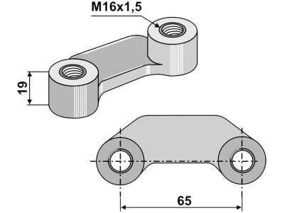 Industriehof® Bügelmutter M 16 x 1,5, Abstand Bohrungen 65 mm, für Rabe, 51-16BM-3