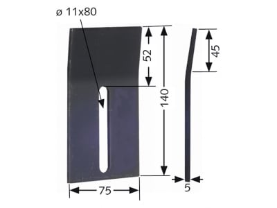 Industriehof® Abstreifer 140 x 75 x 5 mm, Bohrung 80 x 11 mm für Kuhn Packerwalzen, 51-K201