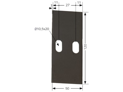 Industriehof® Abstreifer 120 x 50 x 3 mm, Bohrung 20 x 10,5 mm für Landsberg (Pöttinger), Sicma Packerwalzen, 51-S101