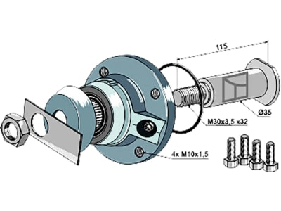 Industriehof® Lagerung LK 105 mm, M 30 x 3,5, Ø außen 80 mm; 133 mm, ohne Deckel, für Överum Sechscheibe, 31-L19 Industriehof® Lagerung LK 105 mm, M 30 x 3,5, Ø außen 80 mm; 133 mm, ohne Deckel, für Överum Sechscheibe, 31-L19