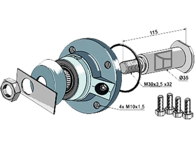 Industriehof® Lagerung M 30 x 3,5, Ø außen 80 mm; 133 mm, Lochkreis 105 mm, für Sechscheibe von Överum, 31-L19