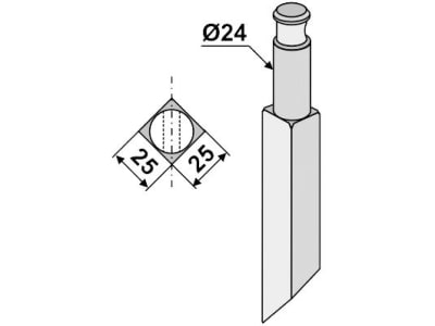 Rotorzinken links/rechts L x B x S 175 x 25 x 25 mm Ø Schaft 23,9 mm für Rototiller Breviglieri, Falc, Rau