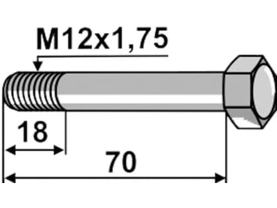 Industriehof® Sechskantschraube M 12 x 1,75 x 70 - 12.9 mit Sicherungsmutter für Lemken Pflug Opal, VariOpal, Europal, Vari-Europal, Eurodiamant, 1217570