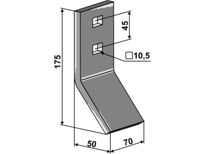 Industriehof® Verschleißteil gebogen 175 x 70 x 10 mm für Väderstad, 10.1045-9