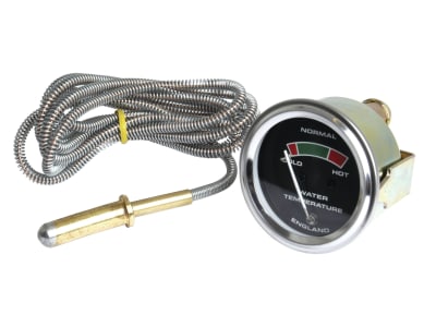 Temperaturanzeige Einbaumaß Ø 52 mm mit mechanischem Fühler (Kapillarrohr), für Kühlwasser für David Brown, Landini, Massey Ferguson, Volvo Temperaturanzeige Einbaumaß Ø 52 mm mit mechanischem Fühler (Kapillarrohr), für Kühlwasser für David Brown, Landini, Massey Ferguson, Volvo