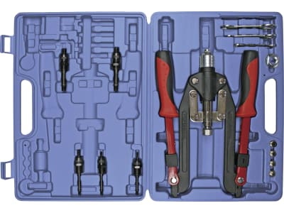 KUNZER Nietmutternzange für Blindnieten mit 3,2 – 6,4 mm und Blindnietmuttern M 4, M 5, M 6, M 8 und M 10, 14-teilig, im Koffer, 7NZSG14