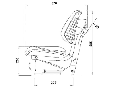 Traktorsitz "Vario Star Plus" mit Lendenwirbelstütze, mechanisch gefedert, Öldämpfer hinter Rückenlehne, PVC/Stoff