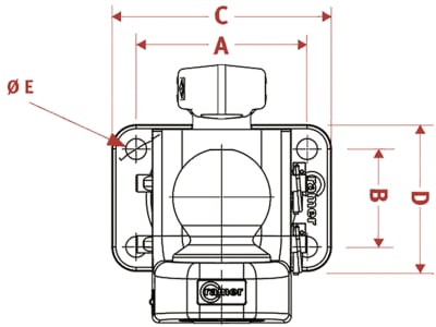 Walterscheid Kugeleinsatz "Kugel 80", KFD800-4/KFD800-45, für Adapterplatte mit Flansch B x H 140 × 80 mm x 17; 21 mm, für Traktor mit Anhängebock