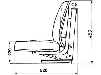 Traktorsitz "S 530 Plus", mechanisch gefedert mit 2 Zugfedern und Öldämpfer, PVC-Kunstleder, schwarz