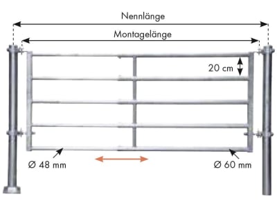 Patura Abtrennung "R5", 295 – 405 cm, 5 Horizontalstreben, 323052