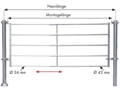 Patura Abtrennung für Kälber, 290 – 400 cm, leicht, 5 Horizontalstreben, 323071