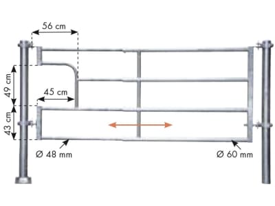 Patura Abtrennung "R4", 340 – 445 cm, mit Ausschnitt für Tränkebecken, 4 Horizontalstreben, 323322 Patura Abtrennung "R4", 340 – 445 cm, mit Ausschnitt für Tränkebecken, 4 Horizontalstreben, 323322