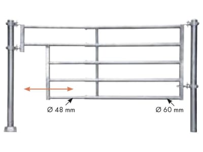 Patura Abtrennung "R5", 355 – 455 cm, mit Ausschnitt für Tränken, 5 Horizontalstreben, 323252