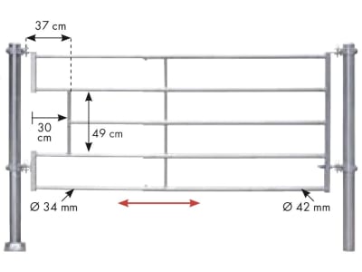 Patura Abtrennung für Kälber, 320 – 420 cm, leicht, mit Ausschnitt für Tränkebecken, 5 Horizontalstreben, 323371 Patura Abtrennung für Kälber, 320 – 420 cm, leicht, mit Ausschnitt für Tränkebecken, 5 Horizontalstreben, 323371