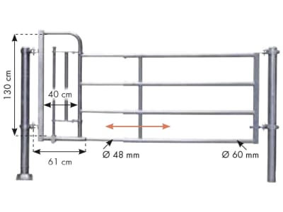 Patura Abtrennung "R4", 345 – 445 cm, mit Personenschlupf, 4 Horizontalstreben, 323522 Patura Abtrennung "R4", 345 – 445 cm, mit Personenschlupf, 4 Horizontalstreben, 323522