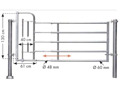 Patura Abtrennung "R5", 345 – 445 cm, mit Personenschlupf, 5 Horizontalstreben, 323552