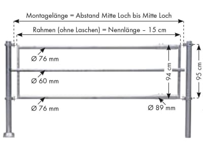 Patura Futtertischabtrennung, 5 m, 3 Horizontalstreben, 321407