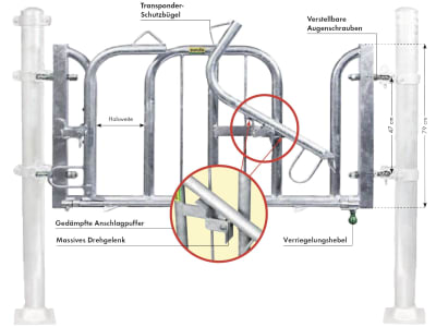 Patura Fressgitter "Schweden" 300 cm 4 Fressplätze, für Rinder mit Hörnern, 334249