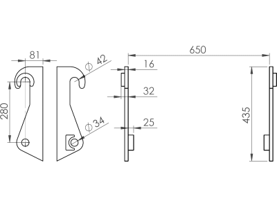 Düvelsdorf Euroadapter für Euro-Aufnahme; Schäffer hydraulisch 34 mm (650 mm), 35-19106