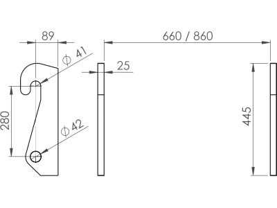 Düvelsdorf Euroadapter für Euro-Aufnahme; Schäffer hydraulisch 42 mm (860 mm), 3519107