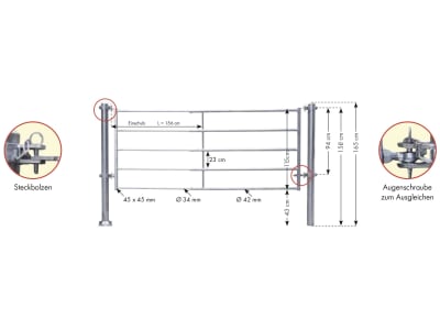 Patura Abtrennung für Kälber, 290 – 400 cm, leicht, 5 Horizontalstreben, 323071 Patura Abtrennung für Kälber, 290 – 400 cm, leicht, 5 Horizontalstreben, 323071