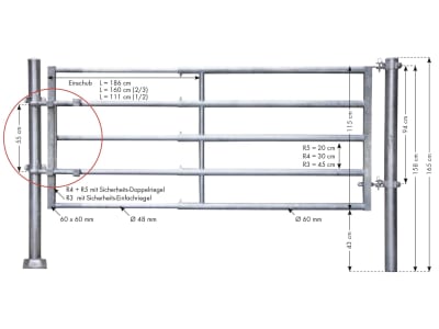 Patura Tor "R4", 310 – 410 cm, 4 Horizontalstreben, 323032