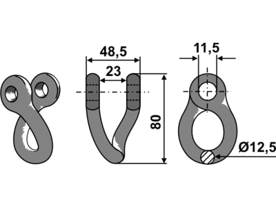 Industriehof® Schäkel gedreht, Bohrung 11,5 mm, für Mulag, 63-MUL-73