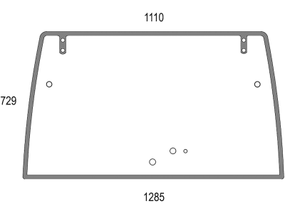 Heckscheibe, grün, 9 Bohrungen, Siebdruck, Bohrungsabstand oben 891 mm, für Lindner Geotrac Heckscheibe, grün, 9 Bohrungen, Siebdruck, Bohrungsabstand oben 891 mm, für Lindner Geotrac