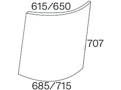 Frontscheibe, grün, oben rechts, für John Deere 1000, 2000, 3000, 4000, Kabine SG-2 ab Nr. 071269