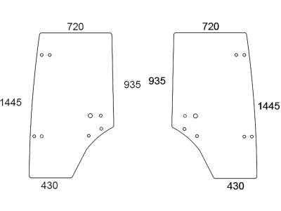 Türscheibe, grün, links/rechts, für Deutz-Fahr Agrotrac 100, 110, 130, 150, 610, 620