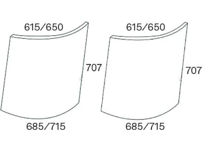 Frontscheibe, grün, oben links/rechts, für John Deere 1000, 2000, 3000, 4000, Kabine SG-2 ab Nr. 071269