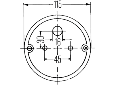 Hella® Schlussleuchte rund, links/rechts, Ø 115 mm, K (10W); K (18W), Schlusslicht; Bremslicht; Blinklicht; Kennzeichenlicht, 2SE 001 679-051