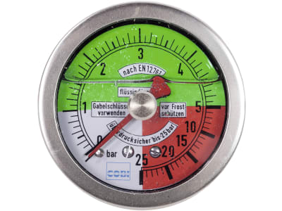 Hücobi Glyzerin-Manometer, Anschluss 1/4" hinten, 0 bis 25 bar, flüssigdüngerfest, 8123 006025